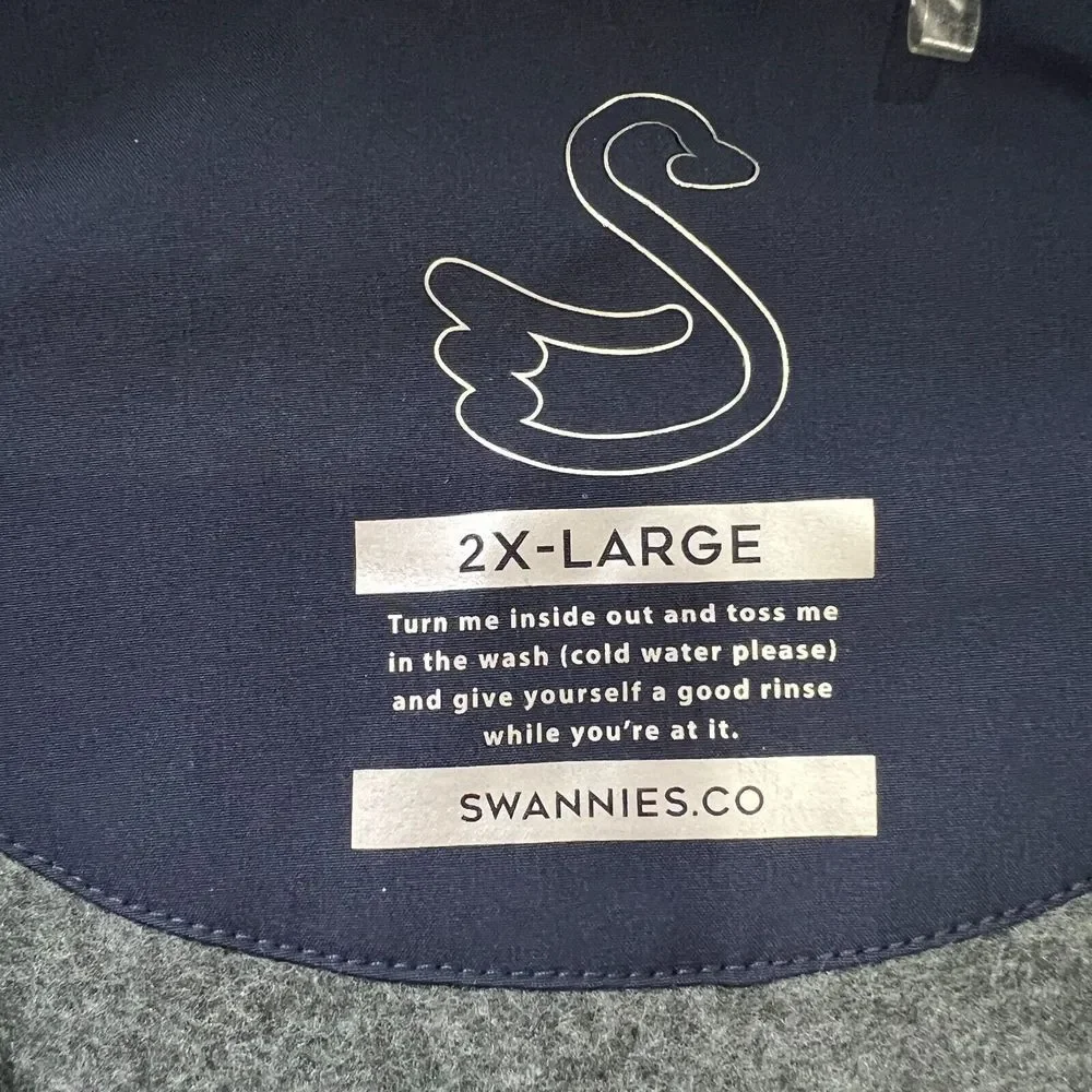 Swannies Sweater Mens 2XL Gray-Blue Wolff Fleece Pullover Long Sleeve 1/4 Snap‎